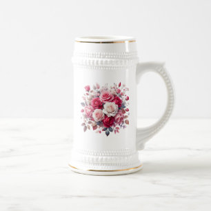 Chope À Bière Rose Bouquet Floral Design-62104