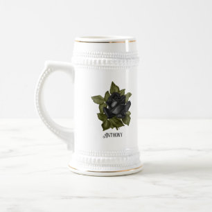 Chope À Bière Roses noires personnalisées gothiques vintage