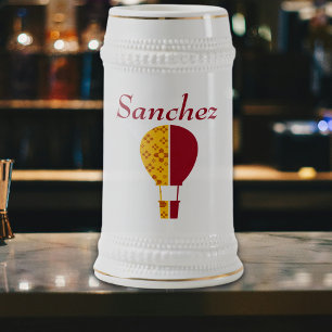 Chope À Bière Rouge Jaune Nouveau-Mexique Zia Hot Air Balloon