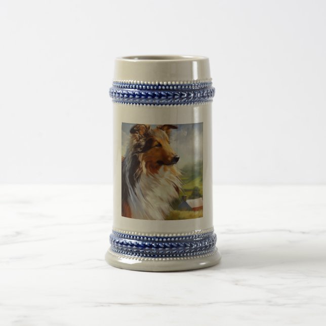 Chope À Bière Rough Collie Chien (Centre)