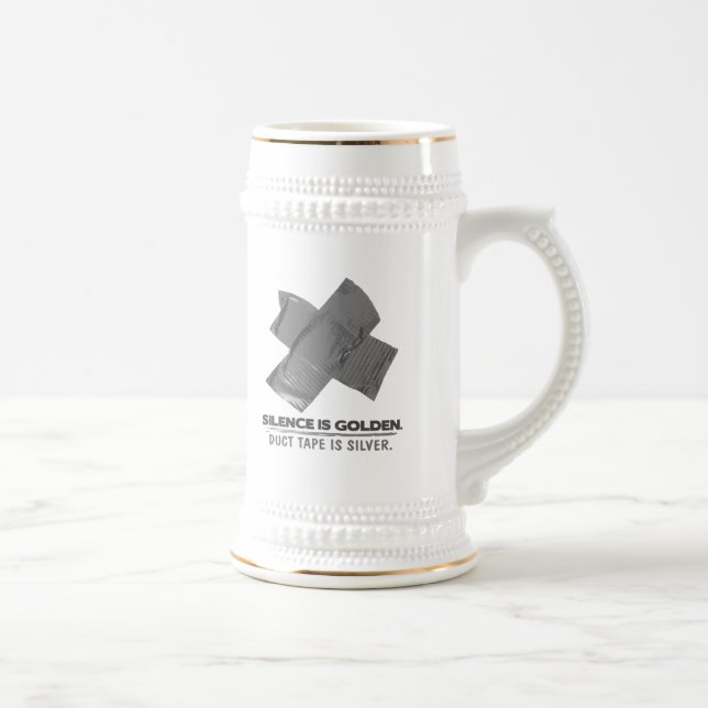 Chope À Bière ruban adhésif - la parole est d'argent le silence (Droite)