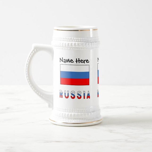 Chope À Bière Russie Drapeau Russe Noir Personnalisation  (Gauche)