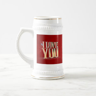 Chope À Bière Saint Valentin Rouge 3D Je t'aime