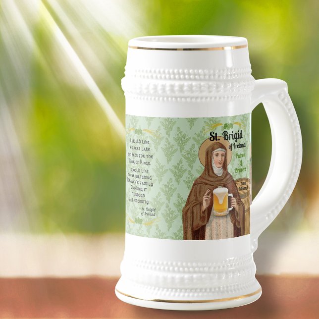 Chope À Bière Sainte Brigitte d'Irlande et son tonneau de bière (Créateur téléchargé)