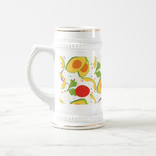 Chope À Bière Salade d'avocat et de tomate à motif de verdure