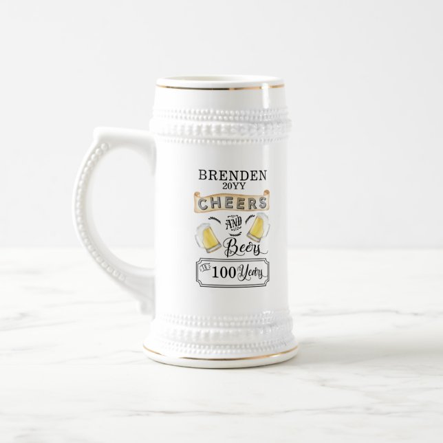 Chope À Bière Salutations et bières à 100 ans Anniversaire Bière (Gauche)