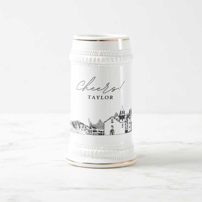 Chope À Bière San Antonio Texas Personnalisé Skyline (Centre)