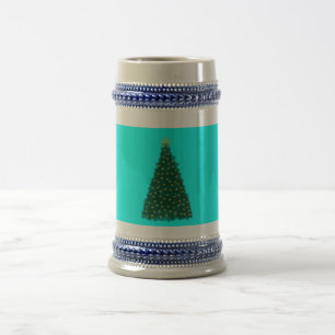 Chope À Bière Sapin de Noël vert, Chevaux galopants dorés, Aqua