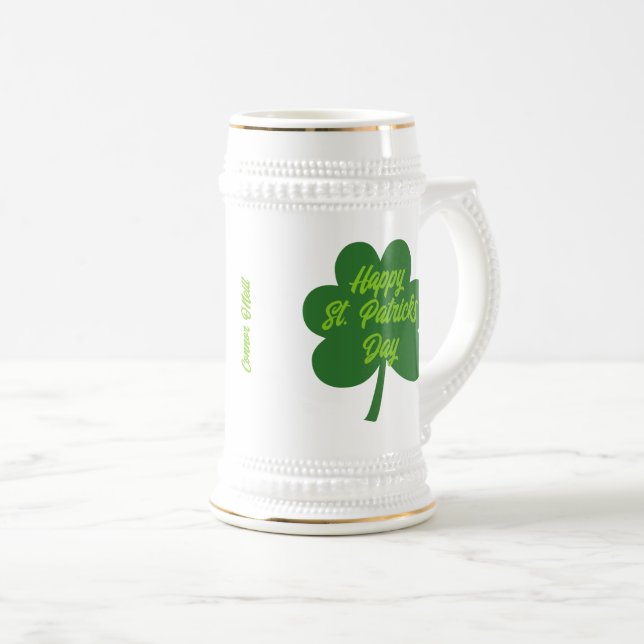 Chope À Bière Shamrock de la Saint-Patrick personnalisable (Devant droit)