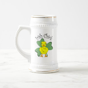Chope À Bière Shamrock de texte irlandais