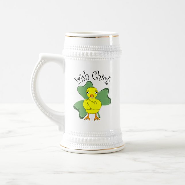 Chope À Bière Shamrock de texte irlandais (Gauche)