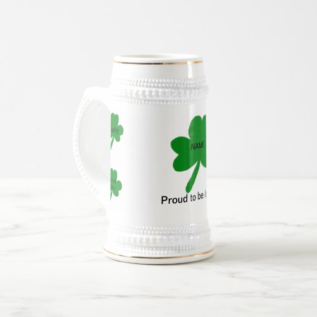 Chope À Bière Shamrock irlandais dit Personnaliser Votre nom de  (Devant gauche)