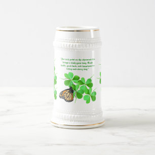 Chope À Bière Shamrocks et papillon