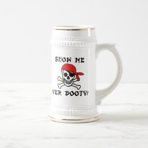 Chope À Bière Show Me Yer Booty - Drôle Jolly roger adulte Humou
