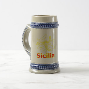 Chope À Bière Sicile avec symbole de Trinacrie