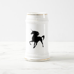 Chope À Bière Silhouette noire Unicorne Stein