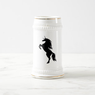 Chope À Bière Silhouette noire Unicorne Stein
