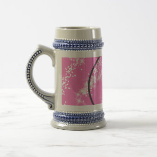 Chope À Bière simple monogramme blanc minimaliste paillettes ros