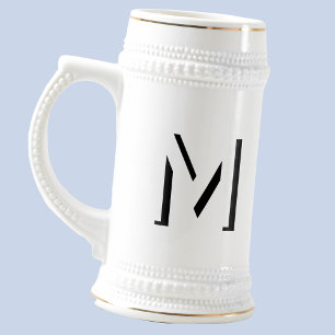 Chope À Bière Simple Monogramme initial ombre portée personnalis