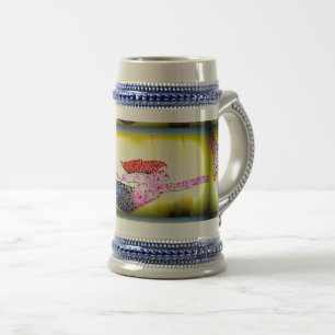 Chope À Bière sirènes de mosaïque rose nageant