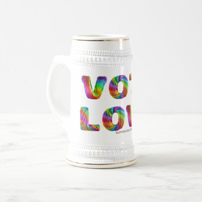 Chope À Bière SlipperyJoe vote amour égalité fourrure de couleur (Devant gauche)