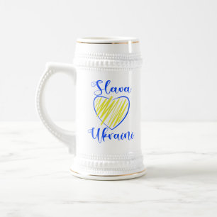 Chope À Bière Slogan Slava Ukraïni Gloire à l'Ukraine cœur 