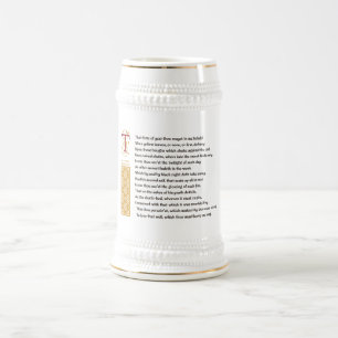 Chope À Bière Sonnet 73 (LXXIII) de Shakespeare sur le parchemin