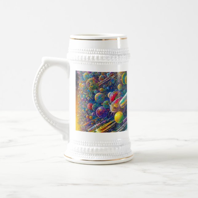 Chope À Bière Space Race blanc stein or fin (Gauche)