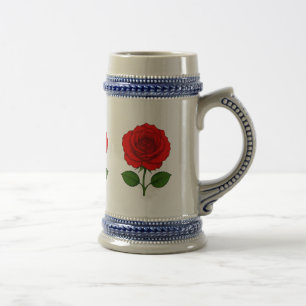 Chope À Bière Stein aux Roses Rouges