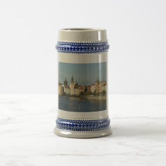 Chope À Bière Stein bleu et blanc de Prague