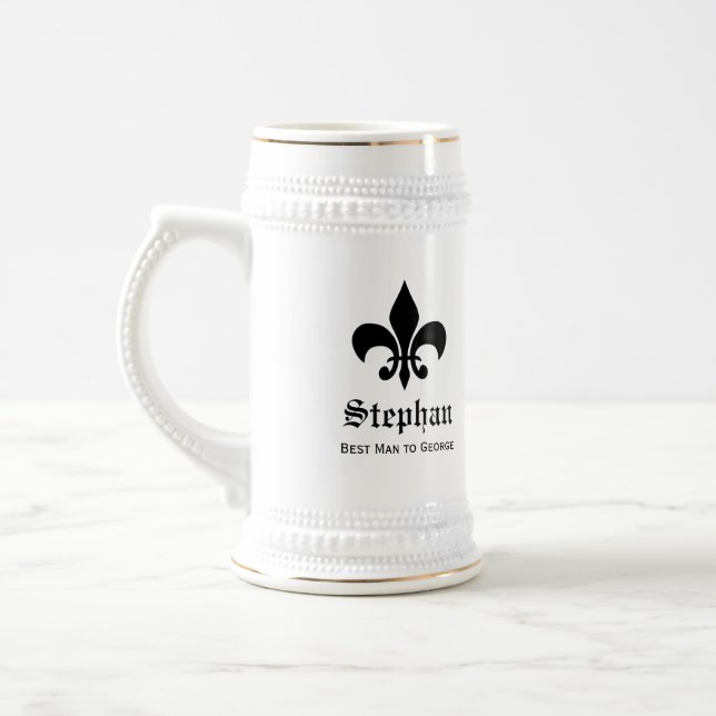 Chope À Bière Stein de bière de garçons d'honneur de monogramme (Gauche)