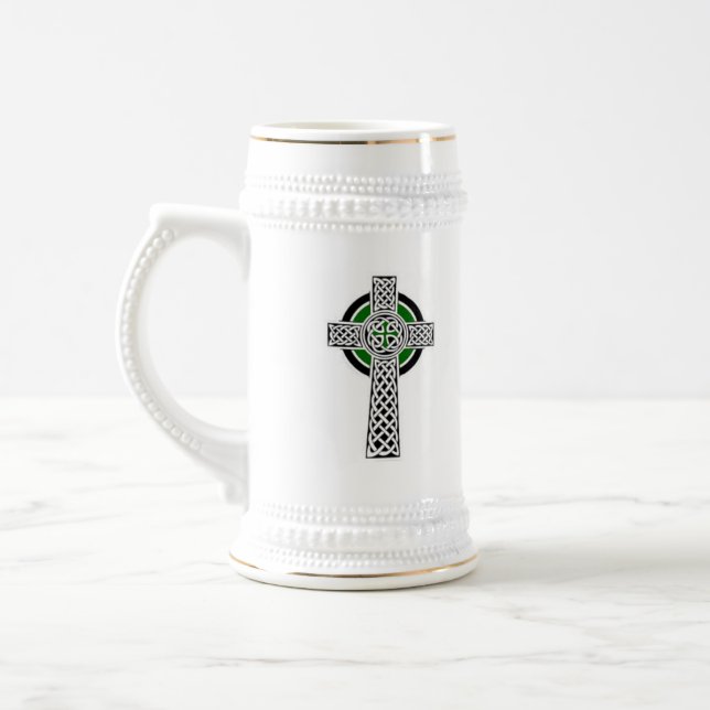 Chope À Bière Stein de croix celtique de drapeau de l'Irlande (Gauche)