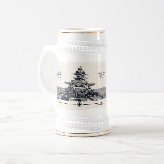 Chope À Bière Stein du cuirassé Bismarck (Devant gauche)