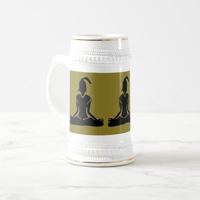 Chope À Bière Stein Or Vert - Bière Yoga Stein (pas d'impression (Devant gauche)
