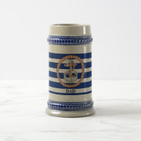 Stein personnalisé avec ancre rayée bleu marine 1