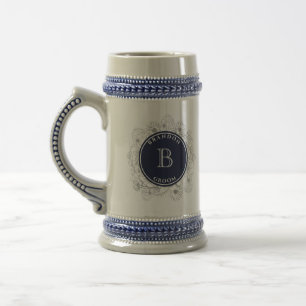 Chope À Bière Stein personnalisé avec monogramme marine pour le