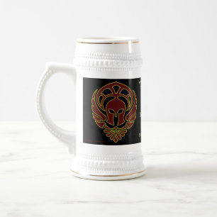 Chope À Bière Stein spartiate du guerrier grec rouge