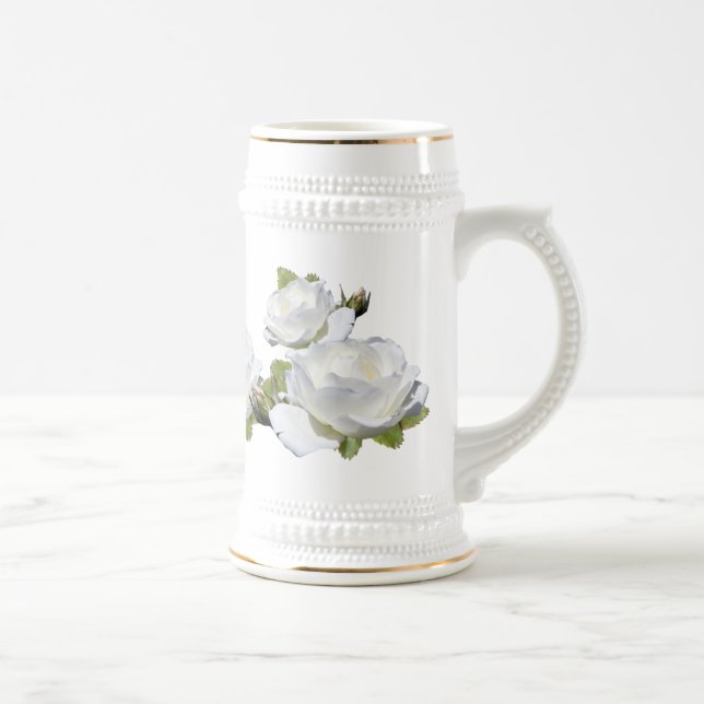 Chope À Bière Steins élégants de roses blancs (Droite)