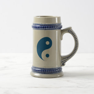 Chope À Bière Symbole taoïste du Yin Yang bleu