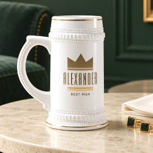 Chope À Bière Témoin personnalisé Couronne d'or