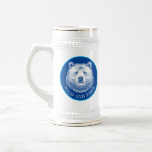 Chope À Bière Tête D'Ours, Sauvage Et Libre, Illustration Dessin