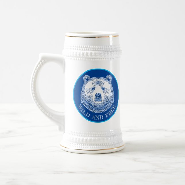 Chope À Bière Tête D'Ours, Sauvage Et Libre, Illustration Dessin (Gauche)