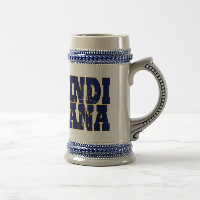 Chope À Bière Texte du drapeau de l'état de l'Indiana (Droite)