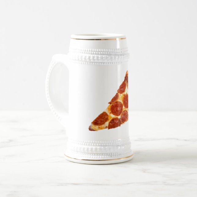 Chope À Bière Tranche de pizza pepperoni classique de SlipperyJo (Devant gauche)