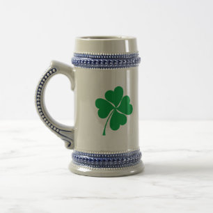 Chope À Bière Trèfle à coeur à 4 feuilles vert mignon chanceux