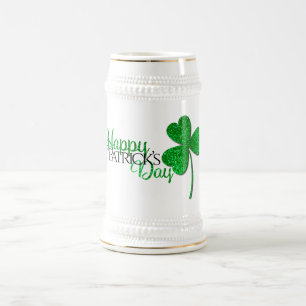 Chope À Bière Trèfle scintillant vert Joyeuse St Patrick 