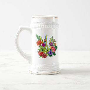 Chope À Bière trident tryzub de l'héraldique ukrainienne fleurs