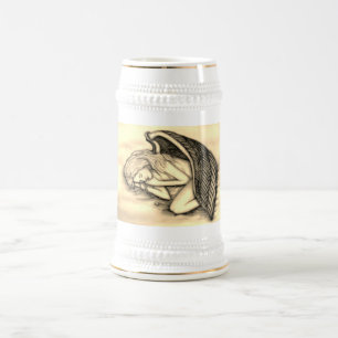 Chope À Bière Un ange endormi sur les nuages du ciel