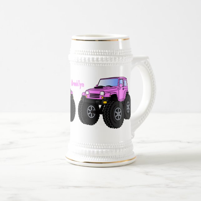 Chope À Bière Un Pink Monster Cartoon (Devant droit)