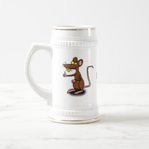 Chope À Bière Un rat brun mignon pouce vers le haut dessin animé